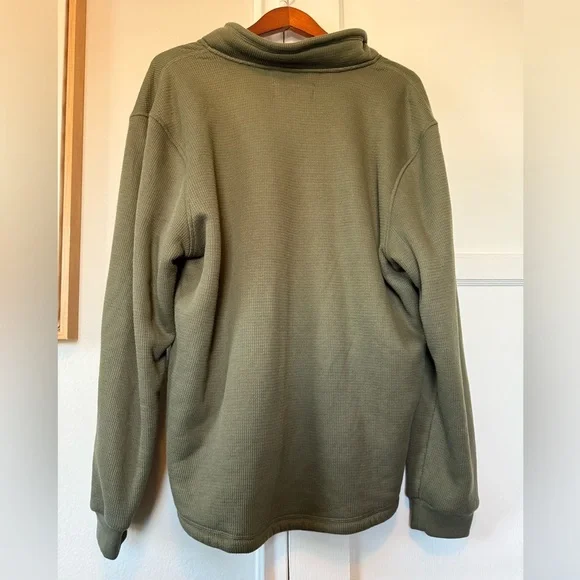 Olive Green Sherpa Lined Waffle Quarter-Zip Men's Sweater Size XL - Picture 4 of 4